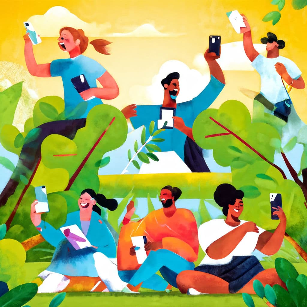 People enjoying the app